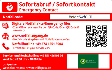 NotHilfePass Rückseite